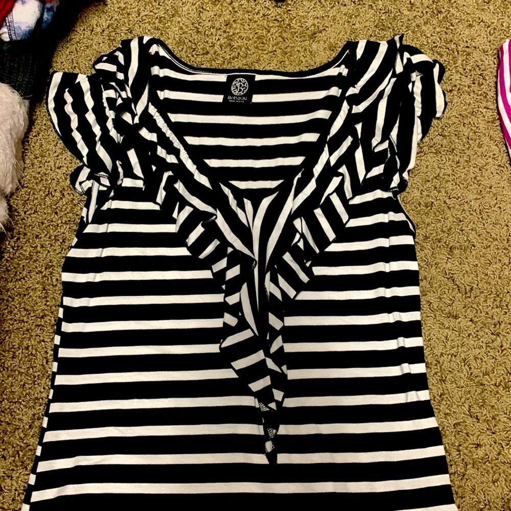 Black and white ruffle shirt